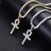 Copper plated micro zircon 4mm hip hop Necklace Anhe key cross chain pendant free combination