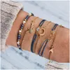 Charm Bracelets Boho Shell Geometric Set For Women Gold Aircraft Map Crystal Beads Bangle Fashion Vintage Jewelry Gift Drop Delivery Dhp6E