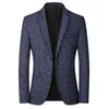 Men's Suits Men Blazer Two Buttons Lapel Autumn Winter Woolen Business Casual Suit Jacket Long Sleeve Coat Workwear Plus Size 4XL