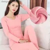 Women's Thermal Underwear Sexy Thermal Underwear Women Suit Thin Round Neck Tight-fitting Long Body Shaped Slim Intimate Sets Pajamas Warm Autumn Winter L230919