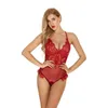 Feriado de Natal Cílios Lacy Romper Vermelho Mulheres Romatic High End Sheer Sexy Scalloped Vestuário Íntimo Lingerie Sheer Lacy Sleepwe308R