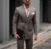 Men's Suits Dark Pinstripes Tailor-Made 2 Pieces Blazer Pants Double Breasted Business Slim Fit Wedding Groom Tailored Plus Size