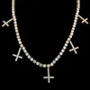 Hip Hop 5mm CZ Cross Tennis Chain Iced Out Zircon 1 Row Tennis Chain Halsband Hip Hop Jewelry304a