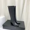 Mulheres Famosas Designer Botas Altas Outono Inverno Nova Cabeça Redonda Zíper Lateral Laca Fosca Moda Botas Clássico Bloco de Cor Metal Fivela Diamante Checker Senhoras Botas