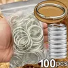 Chaveiros 20/100pcs polido prata chaveiro de aço inoxidável buraco chaveiro corrente ródio banhado redondo split chaveiro diy atacado