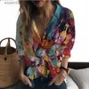 Chemisiers pour femmes Chemises Été nouvelle dame chemise rendu des couleurs 3D imprimé dame chemise style décontracté tendance de la mode décontractée looseL230919