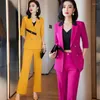 Kvinnors tvåbitar byxor Business Suit Design Sense Nisch Spring and Summer Korean Style Casual All-Matching Fashion Western Slimming S