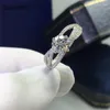 Küme halkaları klasik 925 sterling gümüş parlak kesim paso elmas 1 d renk moissanit sonsuza dek kadın takı için aşk yüzüğü