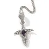 HIP HOP Purple Zircon Set Bling Iced Out Cross Shape Angel Wing Snake Sword Pendants Necklace for Men Rapper Jewelry