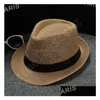 40 Colors Choose Men Women Soft Fedora Panama Hats Cotton/Linen St Outdoor Stingy Brim Spring Summer Beach Sun Hat Drop Delivery Dh3Ea