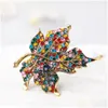 Pins Brooches Crystal Maple Leaf Brooch Gold Diamond Dress Business Suit Scarf Buckle Cor Women Men Fashion Jewelry Will And Sandy Gif Dhrbd