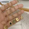 Naszyjniki wiszące hangzhi koreańskie vintage wodę kropla okrągła niedźwiedź owalny naszyjnik geometryczny złoty kolor stalowy biżuteria 230915