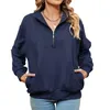 Women's Hoodies Hood Sweatshirt Women Ladies Oversized Sweatshirts Stand Collar Long Sleeve Solid Color Zipper Light Weight