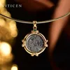 Pendant Necklaces VITICEN Real 18k Gold Au750 WomanS Ancient Coin Necklace Athena Original Design Gift For Woman Vintage Fine Jewelry 230915