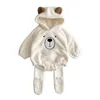 Rompers baby clothes romper born Lovely autumn and winter hooded Teddy bear Baby fleece ropa de bebe nia 230918