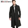 Men's Wool Blends S-6XL Fashion Autumn Winter Classic Men Trench Slim Wool Coats Double Button Woolen Coats Long Outwear Army Green Black 17513 L230919