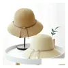 Summer Women Bucket Hat Foldable St Hats With Pearl Pendant Sun Cap For Lady Wide Brim Bonnet Fisherman Ship Drop Delivery Dhlpr