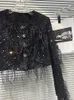 Dameswolmengsels DEAT Mode Dames Tweed Korte Jas Celebrity Struisvogel Haardecoratie Diamanten Gesp Dikke Jas Herfst 11XX6108 230918