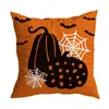 Cojín decorativo almohada Halloween mago murciélago calabaza estampado funda de cojín hogar sala de estar sofá decoración 45 45 cm 230919