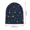 Beretti Cappelli da esterno stelle dorate su sfondo blu scuro testuriti con cappello sottile berretti speciali berretti berretti tappi per le orecchie da donna