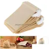 Coffee Tea Tools Filter Bag Strainers Natural Unbleached Wood Pp Paper Disposable Infuser Empty Bags With Dstring Pouch 100 Pcs/Lo Dhm0F