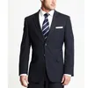 Abiti da uomo Luxury Men Terno Hombres Due pezzi Blu navy Risvolto con risvolto Elegante formale da sposa Prom Giacca da sposo Pantaloni Custom Made