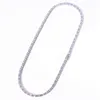 Hip hop 4mm pink tennis chain single row zircon trend Necklace