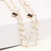 Fashion Pearl Beads Chain Necklaces Letter Double Layers Sweater Chain for Women Party Wedding Jewelry