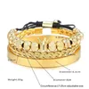 Charmarmband 3pcsset lyx Roman Royal Crown Charm Woven Bangle Set Men and Women rostfritt stål justerbara armband par smycken gåvor 230919