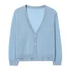 Women's Knits Fashion Summer Women Tops Long Sleeve V-Neck Cardigan Sweater Blusas Mujer De Moda 2023 Verano Knitted G624