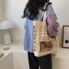 Shoppingväskor design kvinnor canvas axelväska alice i elever bokar bomullsduk handväskor tote för flickor 230918