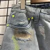 Уличная одежда, джинсы с бесконечными дырками для мужчин и женщин, высококачественные джинсовые брюки с металлическими пуговицами на молнии, бесконечные буквы, 3D печать Jean218P