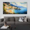 Póster en lienzo de la costa de Amalfi junto al mar con impresiones de imágenes de paisaje marino de la antigua ciudad italiana para decoración para las paredes del salón