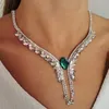 Naszyjniki wiszące Stonefans Zielony duży kryształowy naszyjnik z bojowy łańcuch dla kobiet luksusowy impreza dresse dhinestone Choker biżuteria