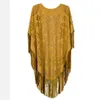 Sjaals Camel Suede Floral Hollow Out Fringe Kwastje Sjaal Vrouwen Vintage Capes Poncho's Herfst Boheemse vest Mantel Boho Capes 230818