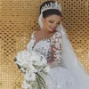 Headpieces Luxury Bridal Crown Wedding Hair Accessories White Ivory Long Crystal Beaded Bling Church Gorgeous Designer Style Saudi203S