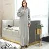 Vêtements de nuit pour femmes Femmes Hiver Plus Taille Extra Longue Chemises de nuit thermiques Grille épaisse Flanelle Zipper Sleepshirts Enceinte Robe de chambre chaude