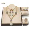 Collana Orecchini Set Gioielli da sposa arabi marocchini Donna Matrimonio di qualità Dubai Set placcato oro 18 carati Bracciale Anello Gioielli