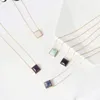 Pendant Necklaces Trendy Multi Colorful Square Natural Stone Necklace For Women Girls Gift Short Choker Neck Lanyards Wholesale Jewel