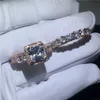 Fedi nuziali di fidanzamento fatte a mano set per donna uomo AAAAA zircone cz anello in oro rosa riempito regalo di gioielli da sposa