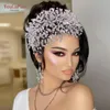 Headpieces Youlapan HP377 Trendy Alloy Leaf Rhinestone Bride Headpiece With Earring Set Pärlor Crystal Wedding Hair Tiara Bridal AC278H