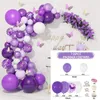 Andra evenemangsfestartiklar Purple Butterfly Balloon Garland Födelsedagsdekor Baby Shower Boy Latex Ballon Arch Kit Wedding Baloon Siples 230919