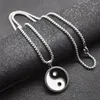 Pendant Necklaces Fashion Men Hip Hop Stainless Steel Yin Yang Necklace Black White Boy Women Chain Jewelry Gifts