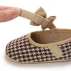 İlk Walkers Bahar Sonbahar Doğan Bebek Kız Ayakkabıları 0-18m TPR Sole Hound Nonkid Houndstooth Bow Bebek Yürümeye Başlayan Yürüyüş