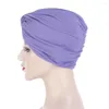 Ropa étnica Moda Mujeres Musulmanas Hijab Turbante Twist Nudo Chemo Cap Cáncer Strech Bonnet Islámico Árabe Pérdida de cabello Gorros Sombrero