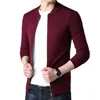 Pulls pour hommes 2023 Printemps Casual Couleur Solide Polyvalent Cardigan tricoté Mode Slim Fit Édition coréenne Petit col debout Tricot