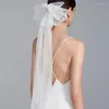 Bridal Veils Wedding Veil With Comb Two Layers Short For Bride Cute Bowknot Cut Edge Girls Marriage Hair Accessories