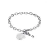 Charm-Armbänder, 26 englische Buchstaben, Armband für Damen, Schmuck, Geschenk, Edelstahl, Schlüsselzubehör