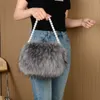 New faux fur plush bag, pearl chain handbag, shoulder bag, underarm bag, small and cute buckle bag 230919