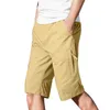 Shorts masculinos carga masculina com bolsos plus size 6xl ajuste relaxado caminhadas ao ar livre trabalho cor sólida cintura elástica calças